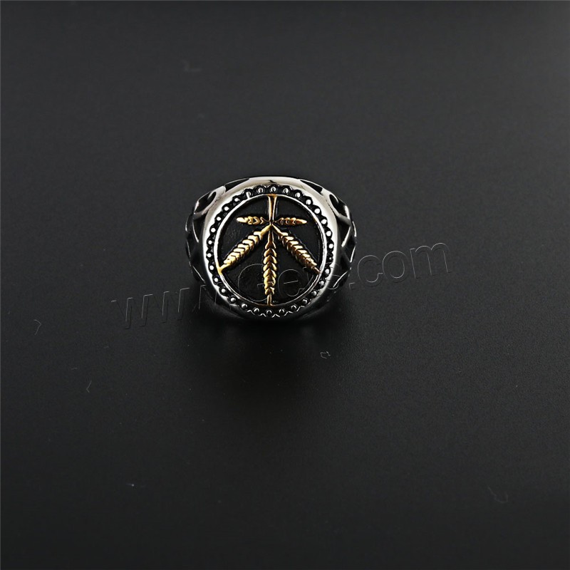 Acier titane bague, Feuille d'érable, Placage, normes différentes pour le choix & pour homme & noircir, plus de couleurs à choisir, 21mm, Vendu par PC