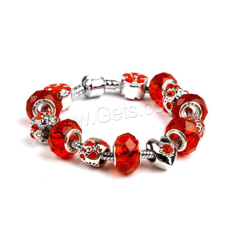 Europa gemischt Kristall Armbänder, Zinklegierung, mit Lampwork, silberfarben plattiert, unterschiedliche Länge der Wahl & unisex & verschiedene Stile für Wahl & Emaille & mit Strass, verkauft von Strang