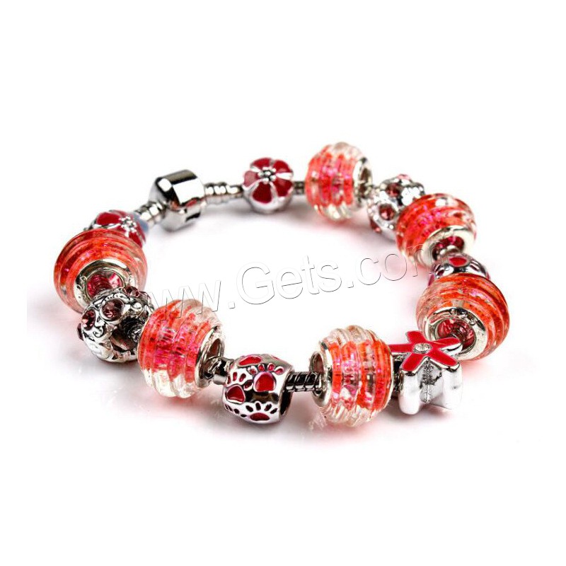 Europa gemischt Kristall Armbänder, Zinklegierung, mit Lampwork, silberfarben plattiert, unterschiedliche Länge der Wahl & unisex & verschiedene Stile für Wahl & Emaille & mit Strass, verkauft von Strang