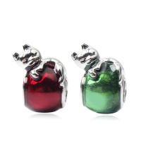 Enamel Zinc Alloy European Beads, silver color plated, without troll Approx 5mm 