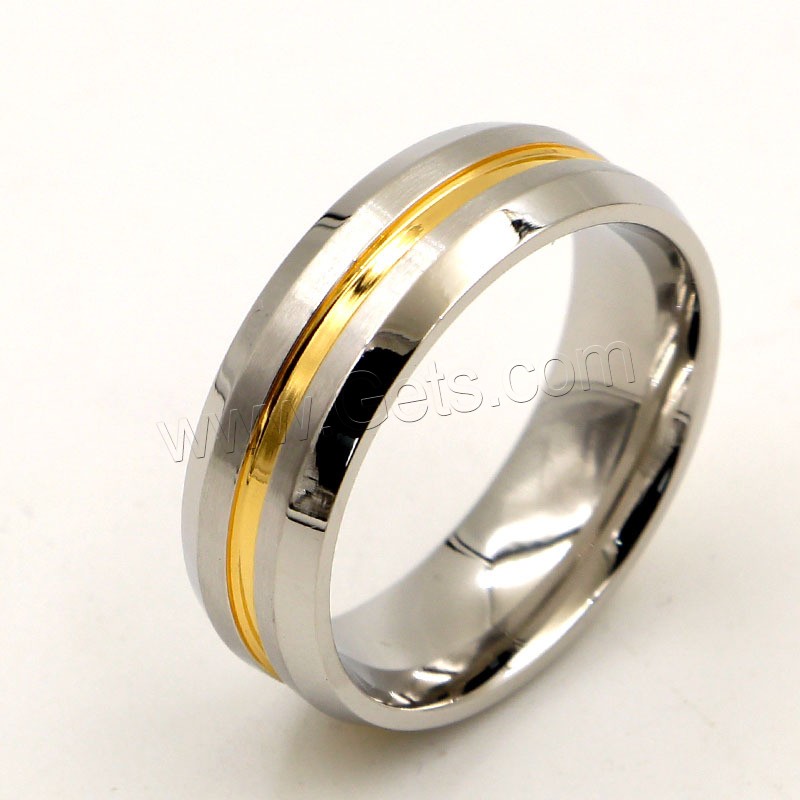 Acier titane bague, Placage, normes différentes pour le choix & pour homme & deux tons, 8mm, Vendu par PC