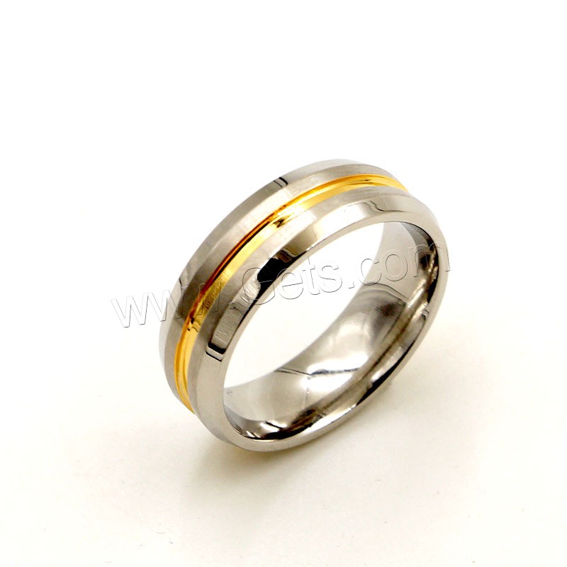 Acier titane bague, Placage, normes différentes pour le choix & pour homme & deux tons, 8mm, Vendu par PC