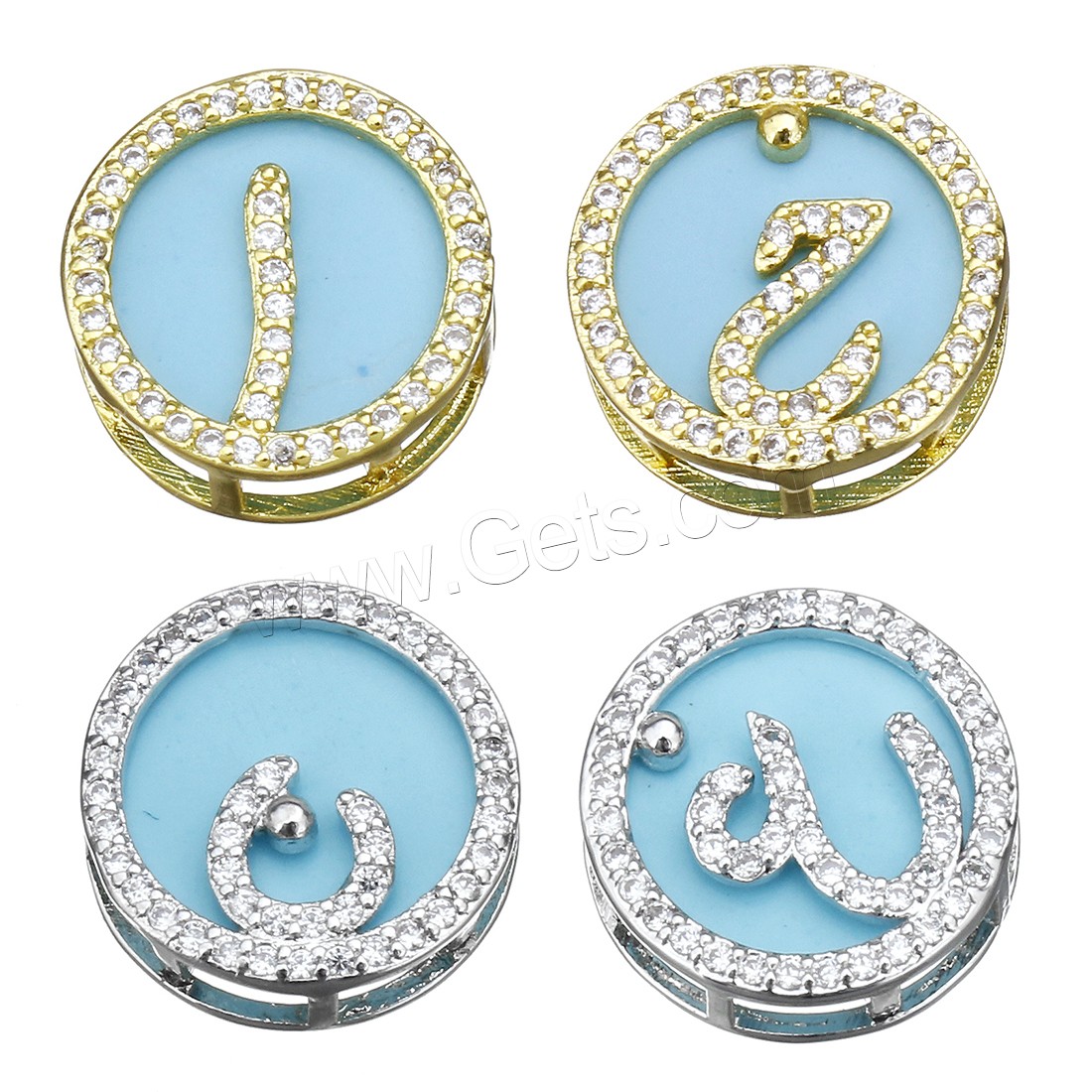 Zircon pavent Laiton Connector, avec résine, Placage, modèles différents pour le choix & pavé de micro zircon & boucle 2/2, plus de couleurs à choisir, 15x15x6mm, Trou:Environ 4.5x1mm, Vendu par PC