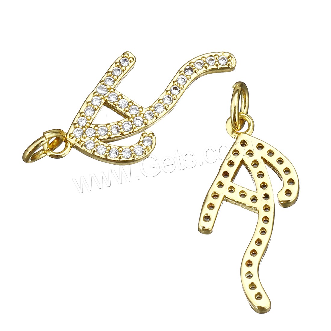 Letter Brass Pendants, Alphabet Letter, plated, different styles for choice & micro pave cubic zirconia, more colors for choice, 9x21x2mm, Hole:Approx 3.5mm, Sold By PC