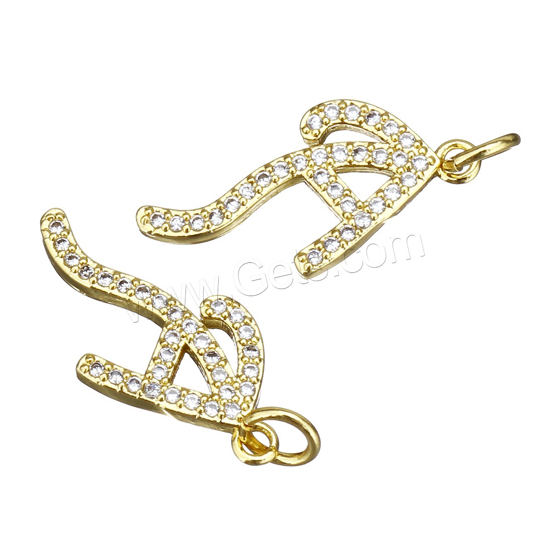 Letter Brass Pendants, Alphabet Letter, plated, different styles for choice & micro pave cubic zirconia, more colors for choice, 9x21x2mm, Hole:Approx 3.5mm, Sold By PC