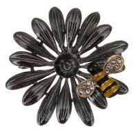 Zinklegierung Brosche Zubehör, Blume, plattiert, Emaille & mit Strass, 43x45x15mm, 1mm, Innendurchmesser:ca. 8mm, verkauft von PC