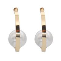 Pendientes de Perno de Aleación de Zinc, con Perlas plásticas, chapado en color dorado, para mujer, 40mm, Vendido por Par