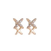 Zinc alliage strass Stud Earring, alliage de zinc, Placage, pour femme & avec strass, plus de couleurs à choisir Vendu par paire