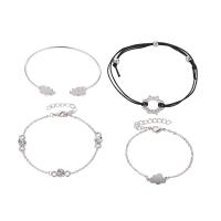 alliage de zinc Set de bracelet, avec cordon ciré, Placage, pour femme & avec strass, plus de couleurs à choisir Environ 6.6 pouce Vendu par lot