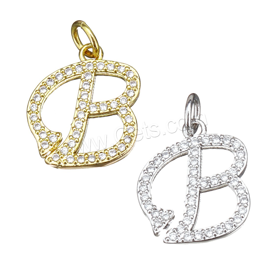 Letter Brass Pendants, Alphabet Letter, plated, different styles for choice & micro pave cubic zirconia, more colors for choice, 9x21x2mm, Hole:Approx 3.5mm, Sold By PC