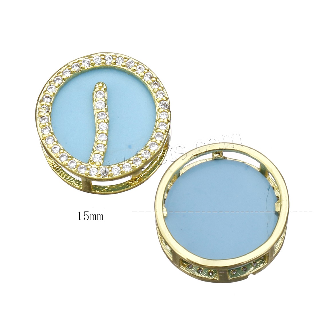 Zircon pavent Laiton Connector, avec résine, Placage, modèles différents pour le choix & pavé de micro zircon & boucle 2/2, plus de couleurs à choisir, 15x15x6mm, Trou:Environ 4.5x1mm, Vendu par PC