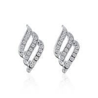 Zinc Alloy Rhinestone Stud Earring, plated, for woman & with rhinestone 