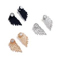 Zinc Alloy Split Earring, Wing Shape, plated, for woman & with rhinestone 