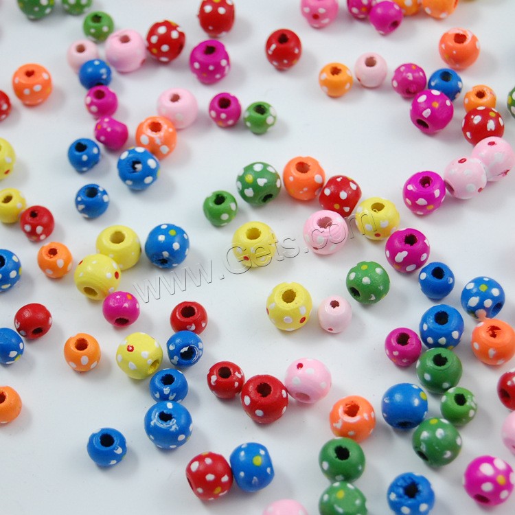 Wood Large Hole Bead, stoving varnish, different size for choice, mixed colors, Hole:Approx 3mm, 100PCs/Bag, Sold By Bag