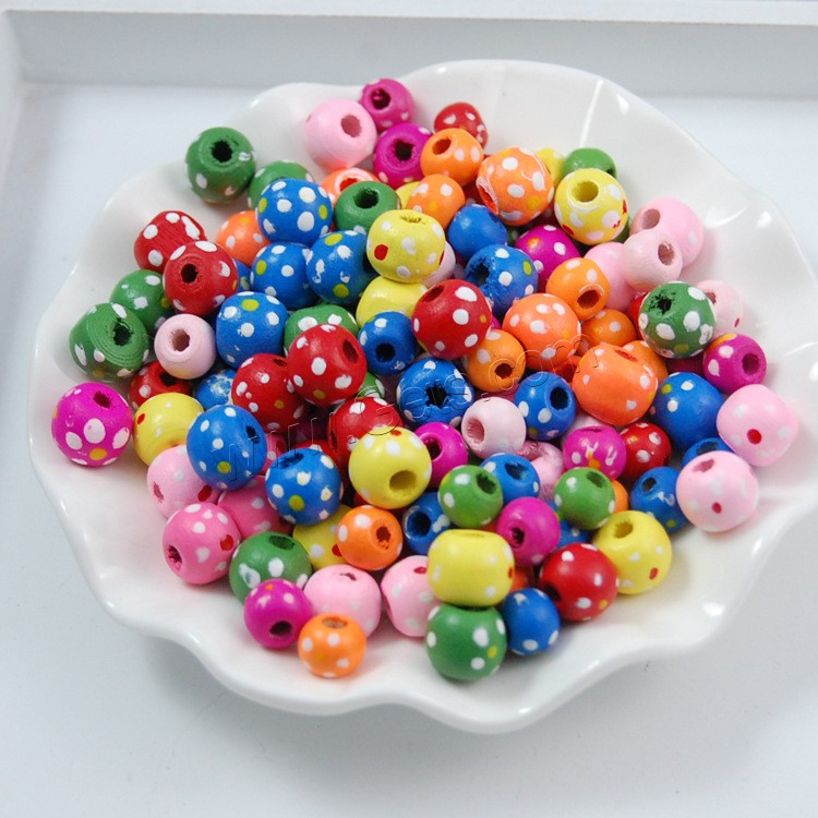 Wood Large Hole Bead, stoving varnish, different size for choice, mixed colors, Hole:Approx 3mm, 100PCs/Bag, Sold By Bag