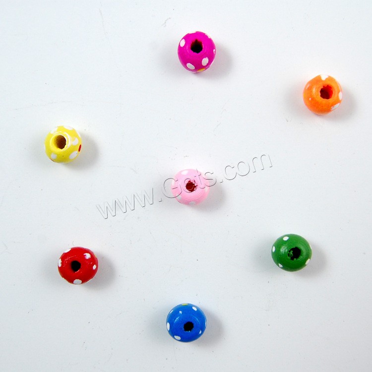 Wood Large Hole Bead, stoving varnish, different size for choice, mixed colors, Hole:Approx 3mm, 100PCs/Bag, Sold By Bag