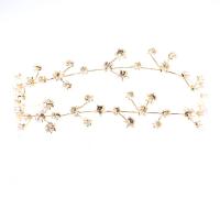 Nuptiale Fleurs cheveux, alliage de zinc, avec cristal, étoile, Placage de couleur d'or, pour femme, 350mm, Vendu par PC