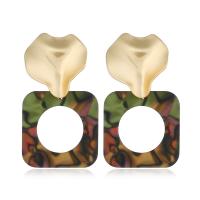 Resin Zinc Alloy Earring, with Resin, gold color plated, for woman 