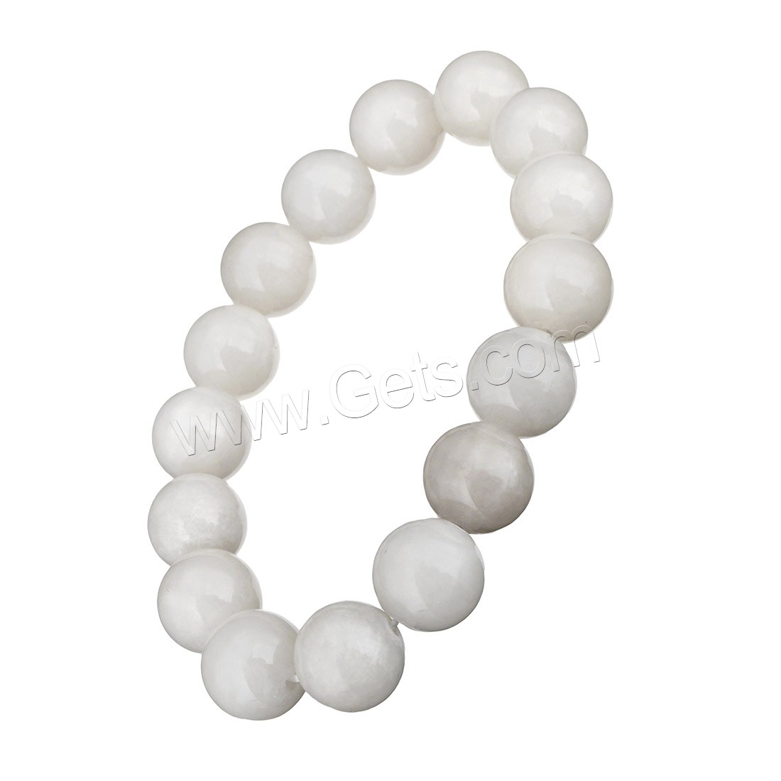 Dyed Jade Bracelet, Round, different size for choice, white, Length:Approx 8 Inch, Sold By Strand