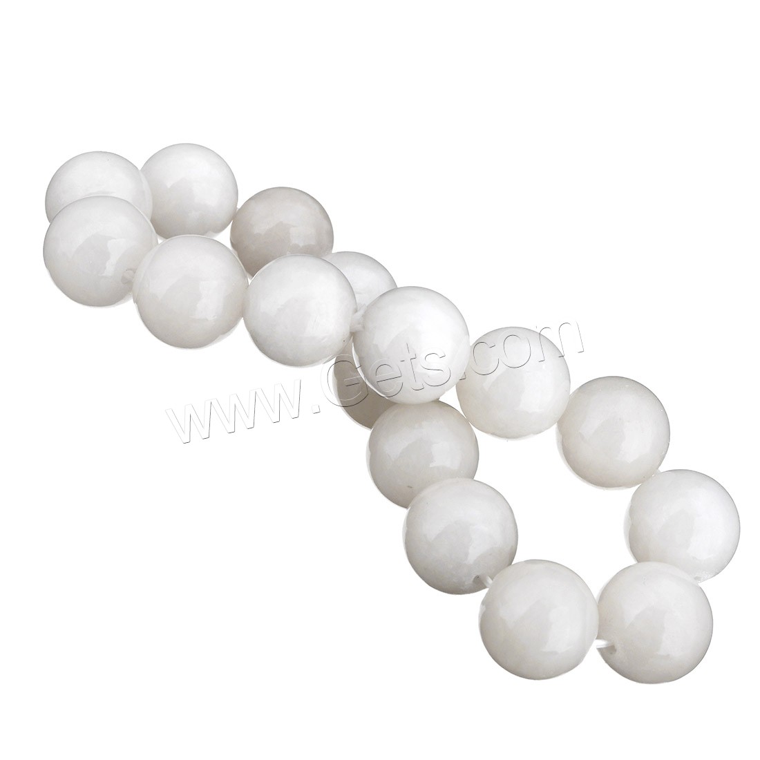 Dyed Jade Bracelet, Round, different size for choice, white, Length:Approx 8 Inch, Sold By Strand