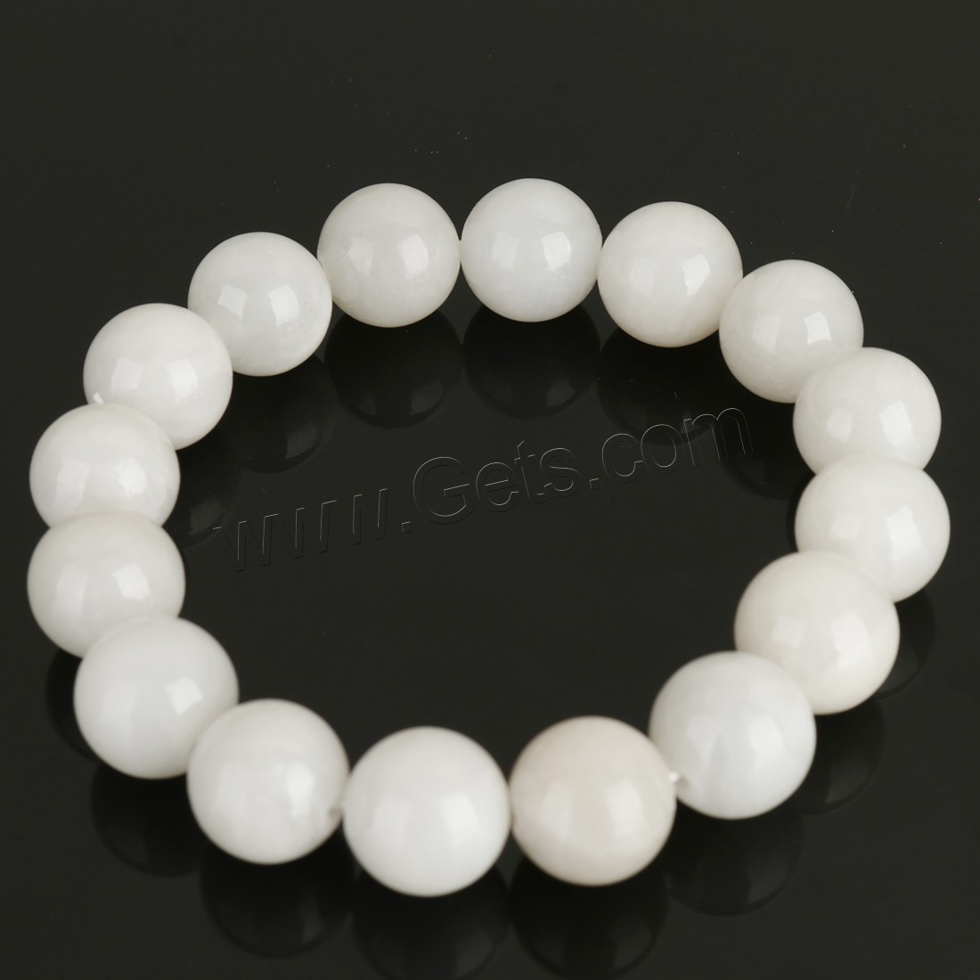 Dyed Jade Bracelet, Round, different size for choice, white, Length:Approx 8 Inch, Sold By Strand