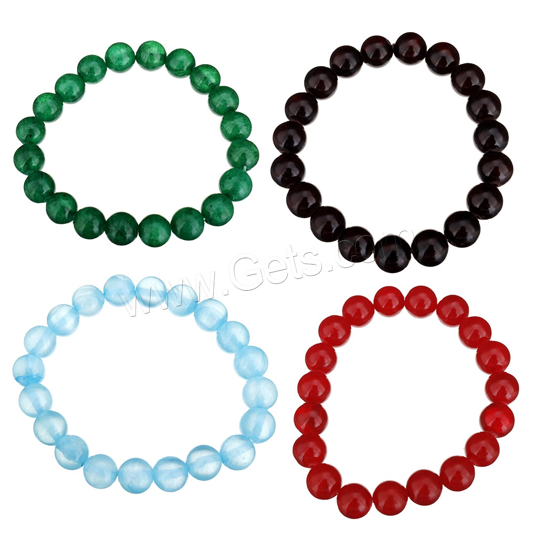 Dyed Jade Bracelet, Round, different size for choice, more colors for choice, Length:Approx 8 Inch, Sold By Strand