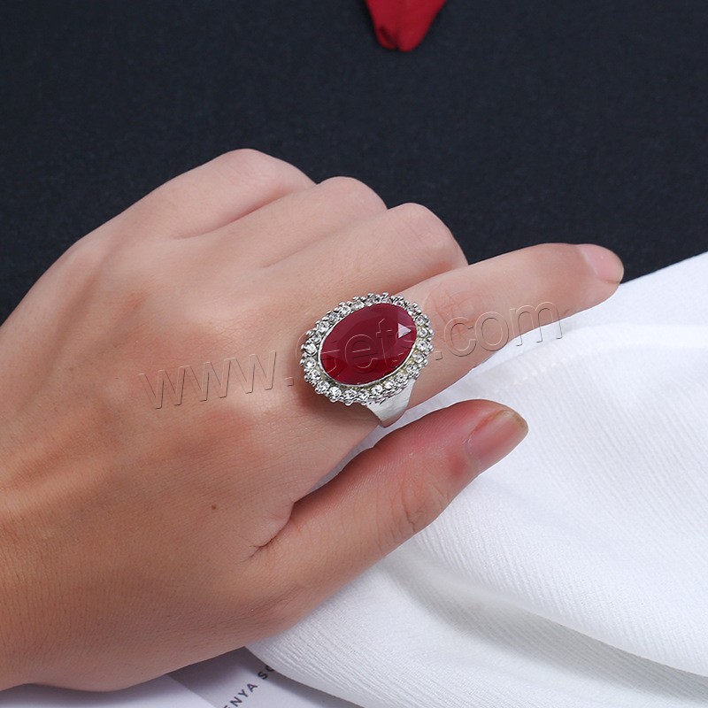 Resin Zinc Alloy Finger Ring, with Resin, platinum color plated, different size for choice & for woman & with rhinestone & blacken, 25x25mm, Sold By PC