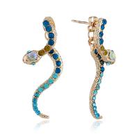 Zinc Alloy Split Earring, Snake, gold color plated, for woman & with rhinestone 