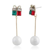 Plastic Pearl Zinc Alloy Earring, with Crystal & Plastic Pearl, gold color plated, for woman 