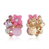 Zinc alliage strass Stud Earring, alliage de zinc, avec cristal, fleur, Placage, pour femme & avec strass, plus de couleurs à choisir Vendu par paire