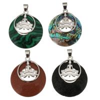 Gemstone Brass Pendants, with Gemstone, platinum color plated Approx 