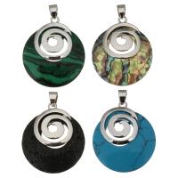 Gemstone Brass Pendants, with Gemstone, platinum color plated Approx 