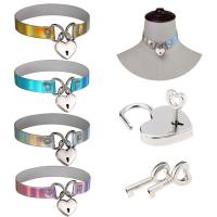 Mode Collier Choker, cuir PU, avec alliage de zinc, coeur, pour femme, couleurs mélangées, 17mm Environ 13.3 pouce, Vendu par PC