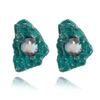 Zinc alliage strass Stud Earring, alliage de zinc, Motif géométrique, Plaqué de couleur d'argent, hypo allergique & pour femme & avec strass, plus de couleurs à choisir, 19mm, Vendu par paire