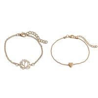 aleación de zinc Pulsera, con 2inch extender cadena, chapado en color dorado, ajustable & cadena oval & cadena de la bola & para mujer, 8mm, 22mm, longitud:aproximado 8-10 Inch, 2Strandsfilamento/Grupo, Vendido por Grupo