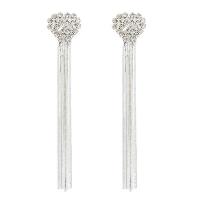 Zinc Alloy Tassel Earring, Heart, plated, for woman & with rhinestone nickel, lead & cadmium free 