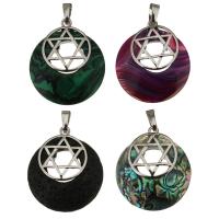 Gemstone Brass Pendants, with Gemstone, platinum color plated Approx 