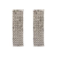 Zinc alliage strass Stud Earring, avec alliage de zinc, Placage de couleur argentée, pour femme Vendu par paire