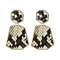 Zinc Alloy Drop Earring, with PU Leather, gold color plated, for woman 