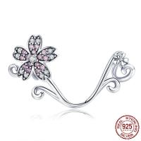 perles pandore en argent fin Thaïlandais sans hélice, Thaïlande, Cerise oriental, pavé de micro zircon & sans filetage & double trou Environ 4.5-5mm, Vendu par PC