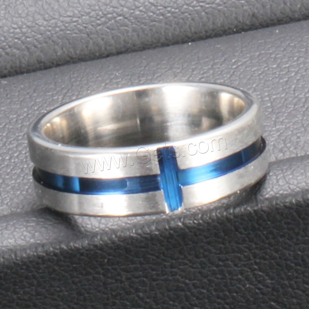 Men Stainless Steel Ring in Bulk, plated, different size for choice & for man & enamel, blue, 6mm, Sold By PC