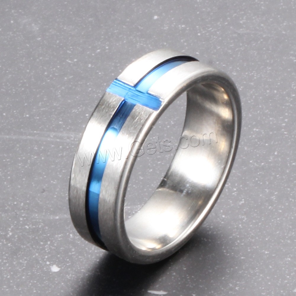 Men Stainless Steel Ring in Bulk, plated, different size for choice & for man & enamel, blue, 6mm, Sold By PC