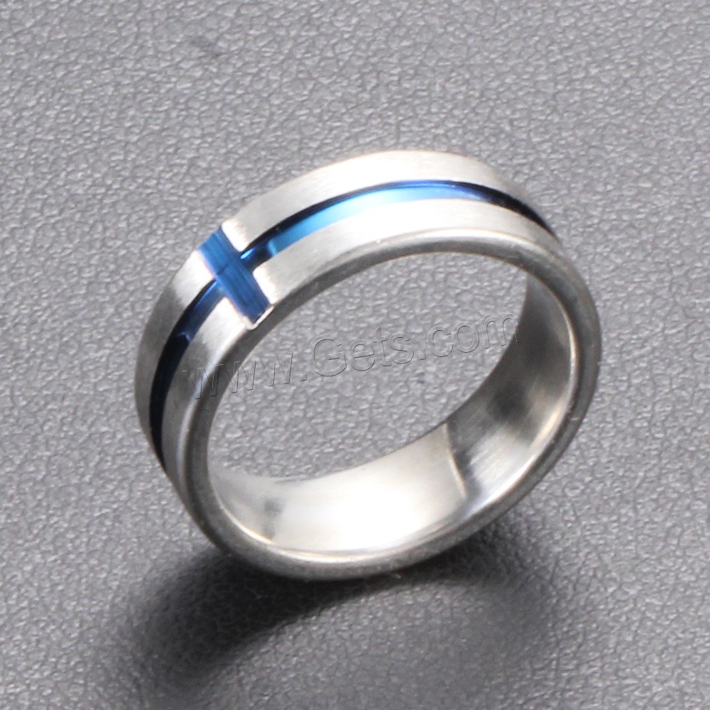 Men Stainless Steel Ring in Bulk, plated, different size for choice & for man & enamel, blue, 6mm, Sold By PC