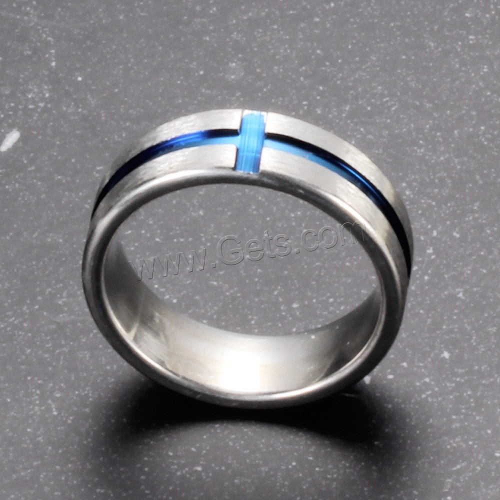 Fingerring Edelstahl-Mann, Edelstahl, plattiert, verschiedene Größen vorhanden & für den Menschen & Emaille, blau, 6mm, verkauft von PC