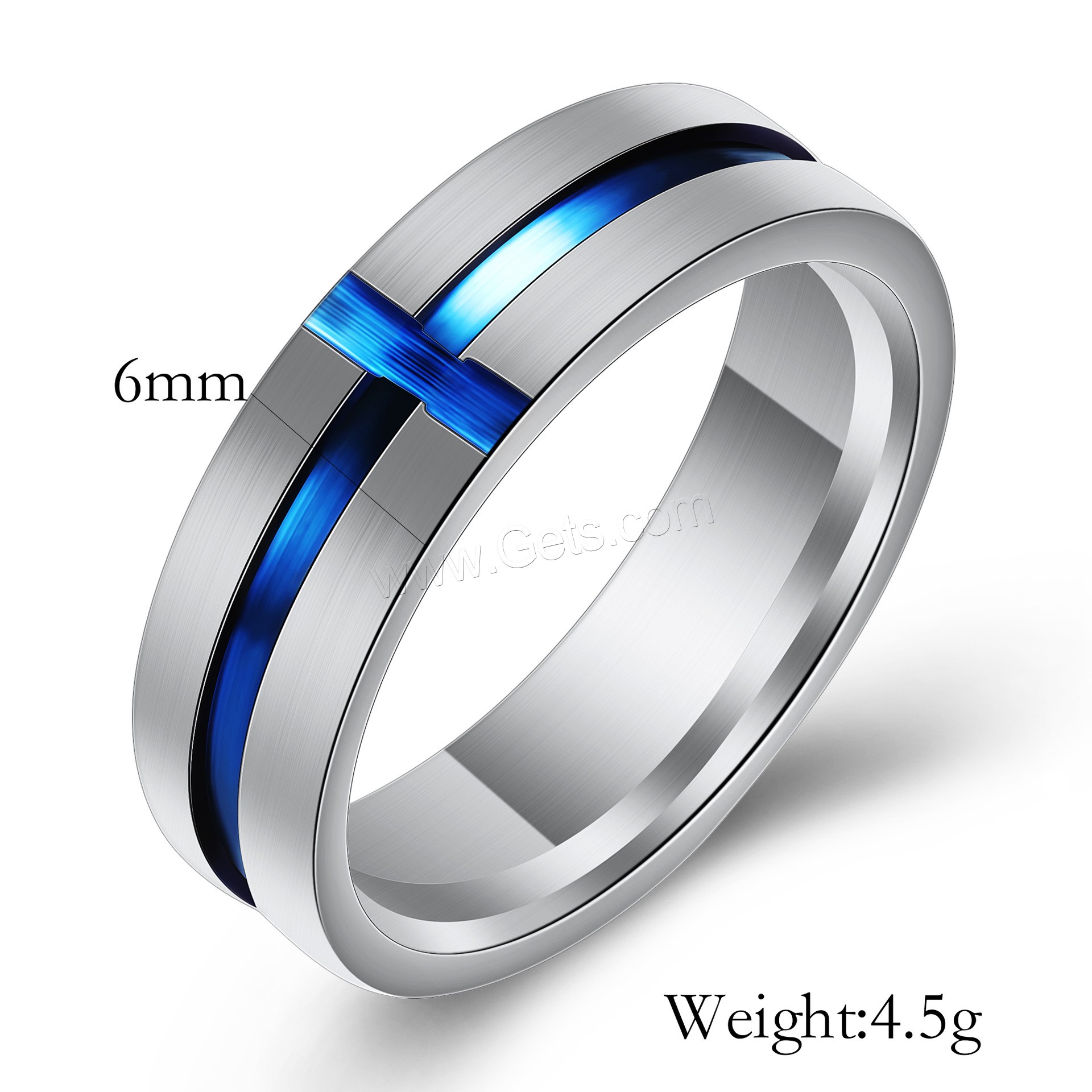 Men Stainless Steel Ring in Bulk, plated, different size for choice & for man & enamel, blue, 6mm, Sold By PC