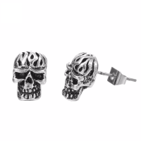 Pendientes de Perno de Aleación de Zinc, Calavera, unisexo & ennegrezca, 7x10mm, Vendido por Par