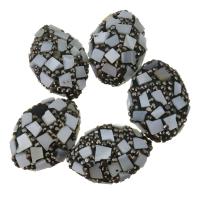 Perles d'argile Pave strass, Clay Pave, avec coquille, avec strass, 18-20x26-28x11-12mm Environ 1mm, Vendu par PC