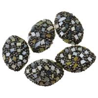 Perles d'argile Pave strass, Clay Pave, avec coquille jaune, avec strass, 19-20x27- Environ 1mm, Vendu par PC