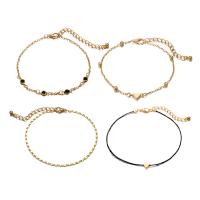 Zinklegierung Armband-Set, Armreif & Armband, mit Nylonschnur, mit Verlängerungskettchen von 2.3inch, goldfarben plattiert, einstellbar & für Frau & mit Strass, Länge:ca. 8.2-9.8 ZollInch, 4SträngeStrang/Menge, verkauft von Menge