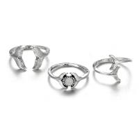 Zink-Legierung Ring Set, Zinklegierung, mit Harz, antik silberfarben plattiert, einstellbar & für Frau, 20mm, Größe:10.5, 3PCs/Menge, verkauft von Menge